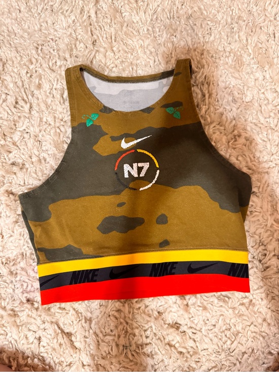 Nike Tops - Nike Olive Camo Crop Tank with Yellow, Black & Red Trim